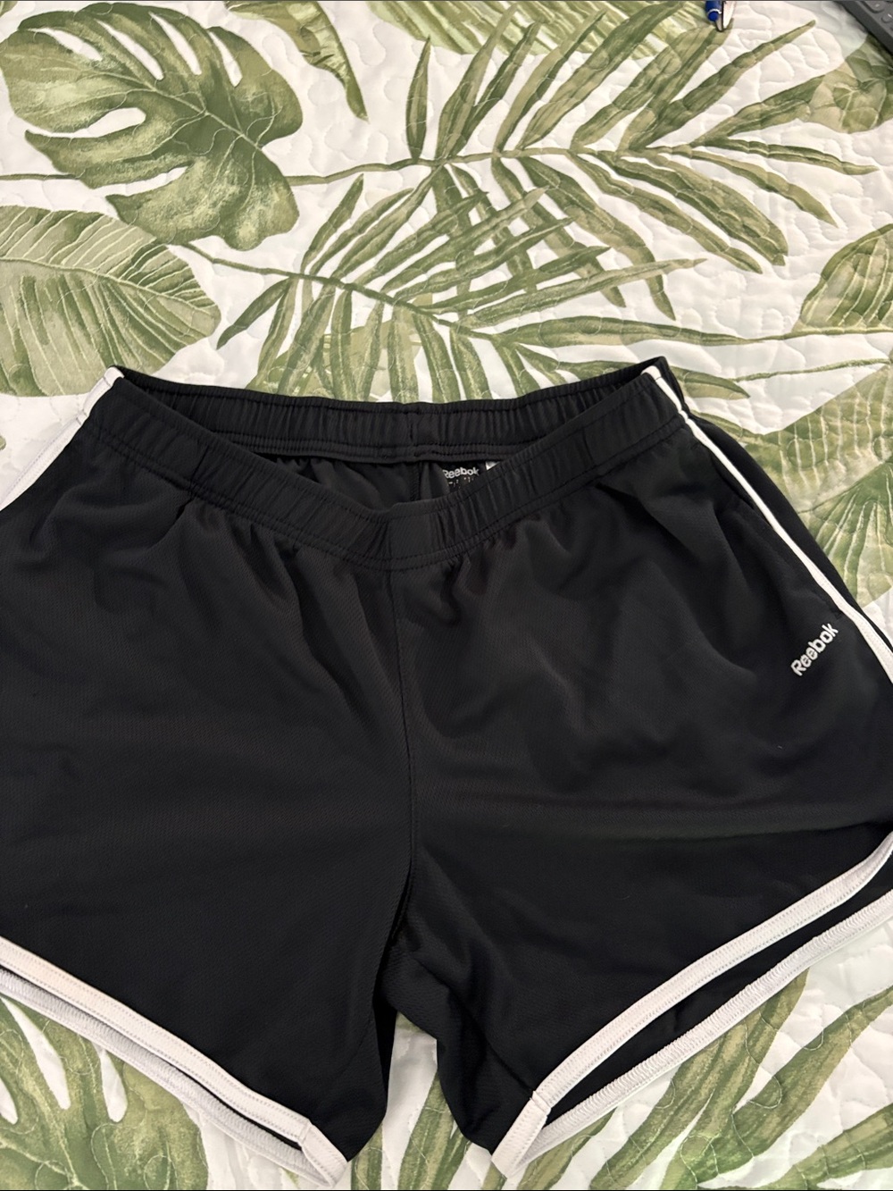 Reebok Black Athletic Shorts with White Trim